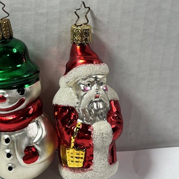 Lot Of 4 Old World Hand Blown Christmas Santa Snowman Soldier Ornaments … - Picture 2 of 13